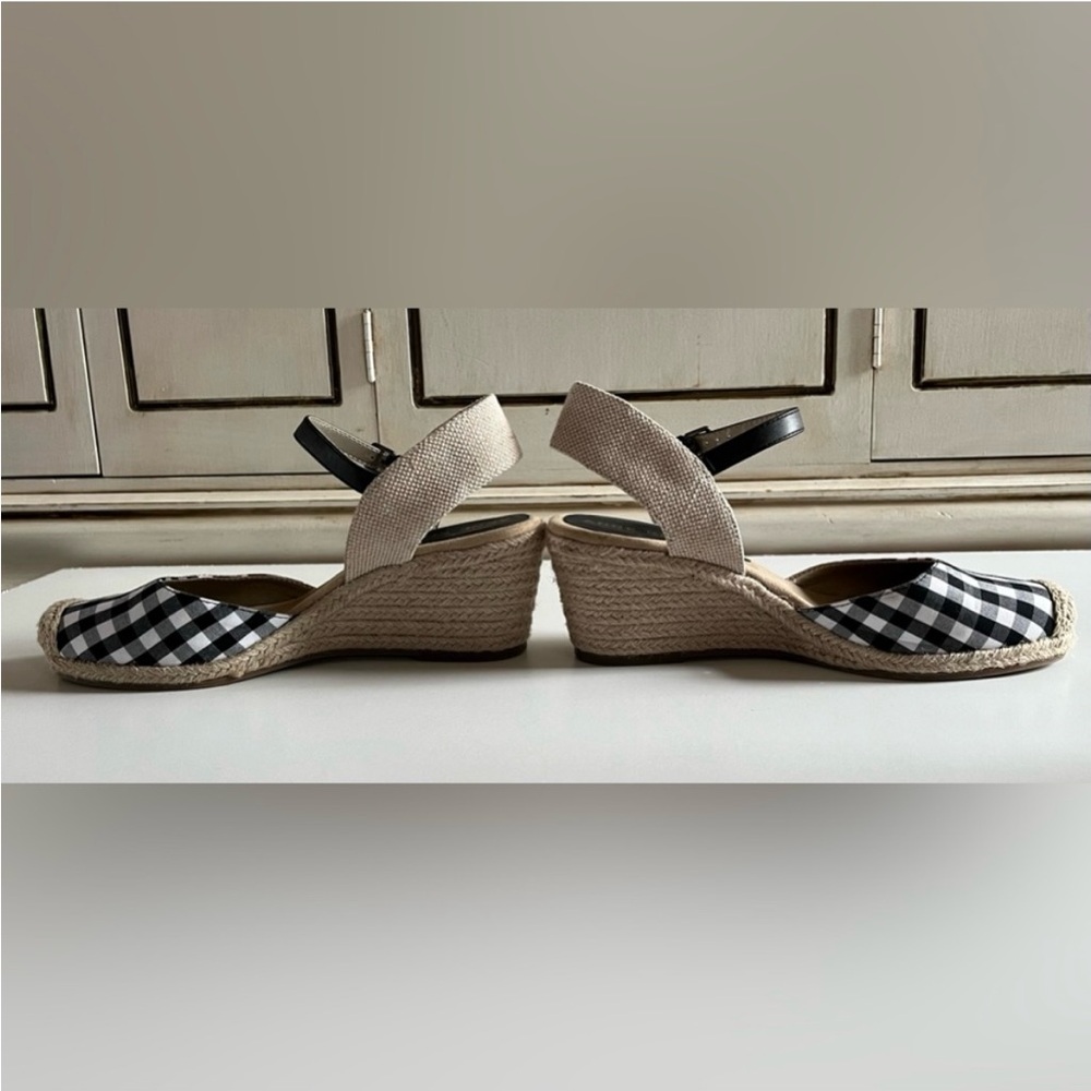 ANNE KLEIN IFLEX WEDGE SANDALS WOMENS
SIZE 9M -black & white gingham check - Picture 7 of 10